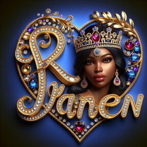 VCraft a 3-D image showcasing the name 'KAREN' in a luxurious go...