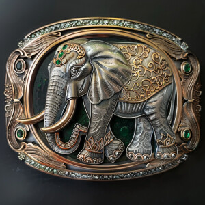 Sterling Silver trophy buckle with a polished 14k rose gold bord...