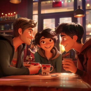 In Disney Pixar fashion: The trio sharing a laugh together, in a...