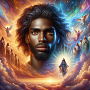 Produce a realistic image of an African-American Jesus in the fo...