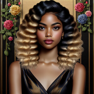 Create a vertical 3-D portrait of a light-skinned African-Americ...