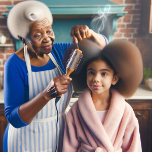 Create a realistic 3-D image of an african-American grandmother...