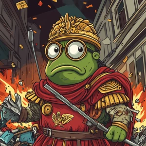 Pepe with pumped-up lips of a bright red color in carton style...