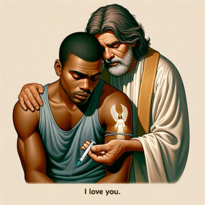 Can you help me create a African-American Jesus with medium with...