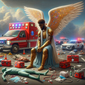 Create a realistic 3D oil painting depicting a scene of emergenc...