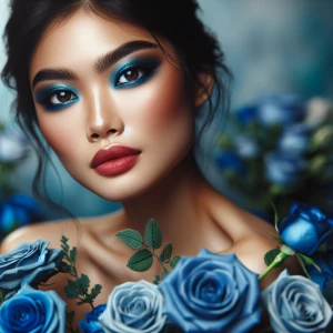 Subject: A close-up portrait of a beautiful woman, intimately fr...