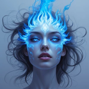 Imagine the blue flame of a gas herd that is drawing the face of...