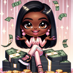 Create a high-gloss chibi-style digital illustration of an excit...