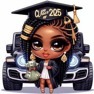 Create an illustration of a glamorous African American high scho...