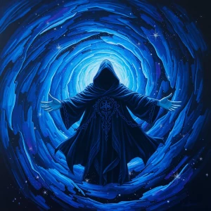 In a swirling spiral of iridescent darkness, an enigmatic stygia...