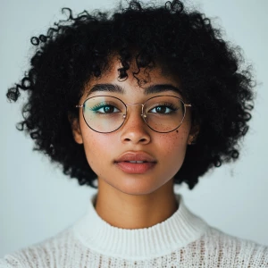 Create a portrait of a 19-year-old African American woman with a...