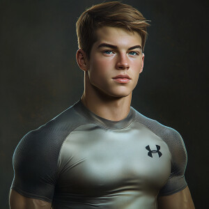 Craft a high-resolution, photorealistic image of a young 18-year...