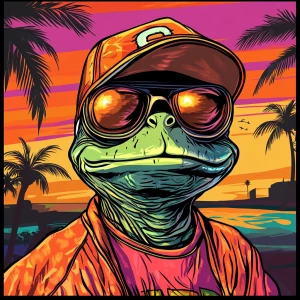 MEME PEPE in GTA art style — Wear a orange hat — in the style of...