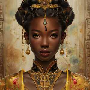 Create an illustration of a Mixed Ethnicity Empress, embodying A...
