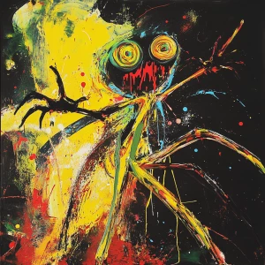 A vibrant alien hybrid crafted in the style of abstract imagists...