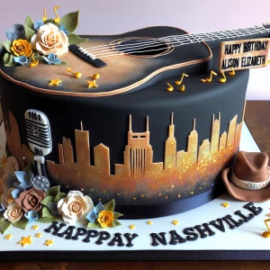 Creating an ultra-realistic cake design with a Nashville theme s...