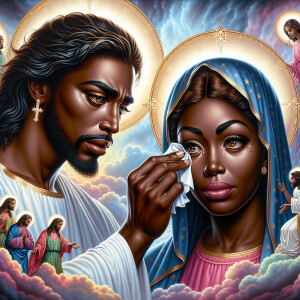Ensure that the image distinctly represents both Jesus Christ an...
