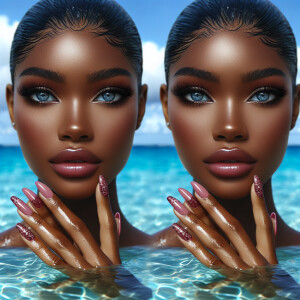 "Create an image of a light-skinned African-American woman with...