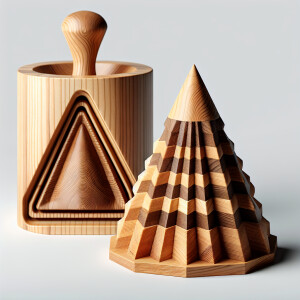 Diseña un molde para conos de madera con base piramidal de lados...