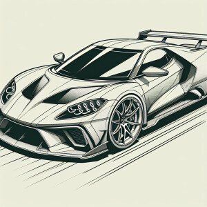 Line art overall silhouette of the 2020 camaro. The model has a...
