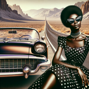 Craft an airbrushed depiction of a fashionable African American...