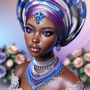 Create an image of a light-skinned African-American woman wearin...