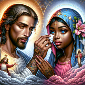 Ensure that the image distinctly represents both Jesus Christ an...