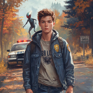 1 male, young adult male, policeman, (short hair), brown hair co...