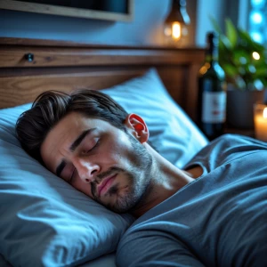 Caucasian man sleeping peacefully despite loud party noises comi...