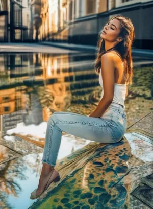 Street AI portrait with reflections