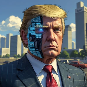 cyber trump in gta art style