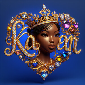 VCraft a 3-D image showcasing the name 'KAREN' in a luxurious go...