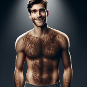 A realistic image of a young Canadian man sitting on a sofa. bro...