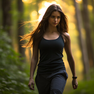 Capture the elegance of a fair-skinned woman with dark long hair...