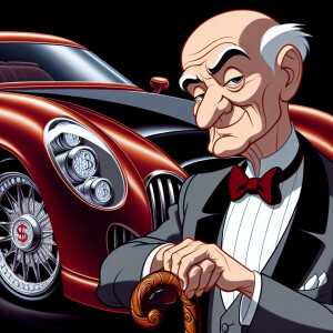 Create an image of Montgomery Burns from "The Simpsons" drawn in...