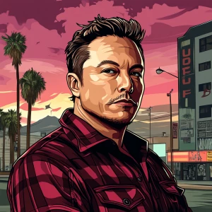 Elon Musk in GTA art style — Elon musk in a gta poster — in the...