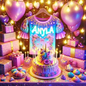 Create a festive and vibrant image for ANLYA'Sbirthday celebrati...