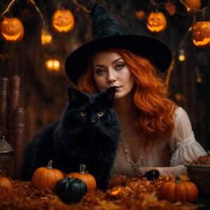 Photorealistic image. Beautiful king light ginger witch fair ski...