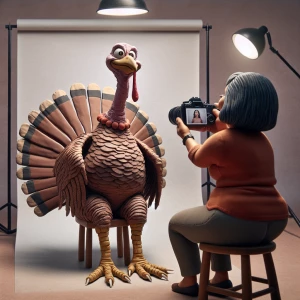 Thanksgiving Turkey getting passport photo taken, funny, claymat...