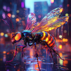 eye-catching, hyper-surrealism, neon glowing, bio-illuminated, r...