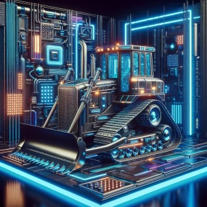 Bulldozer in the style of Tron
