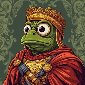 Pepe with pumped-up lips of a bright red color in carton style...