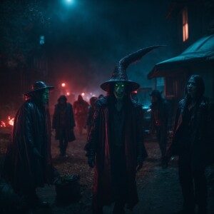 Glowing vampire alien zombies saturate the night with wizards an...