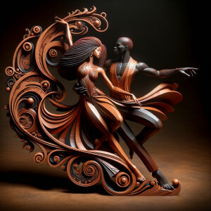 3d wood and porcelain sculpture of an Afrocentric woman with a m...