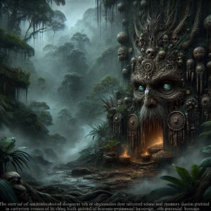"In the depths of the mist-laden jungle, the evil shaman lurks w...