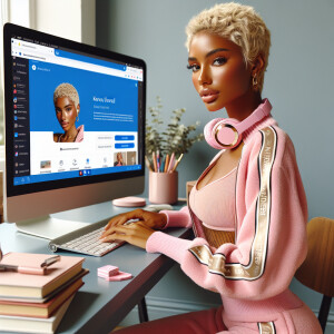 A beautiful light skin African American woman with with a pink j...