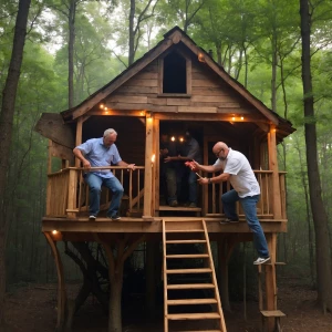My uncle and my dad doing the unholy in the treehouse