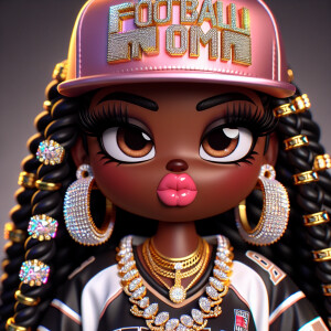 Create an image of a confident chibi-style African American woma...