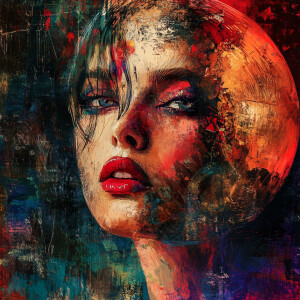 Bold and dynamic, in Abstract Expressionism style: A straight-on...