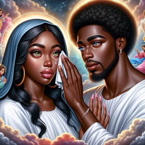 Ensure that the image distinctly represents both Jesus Christ an...